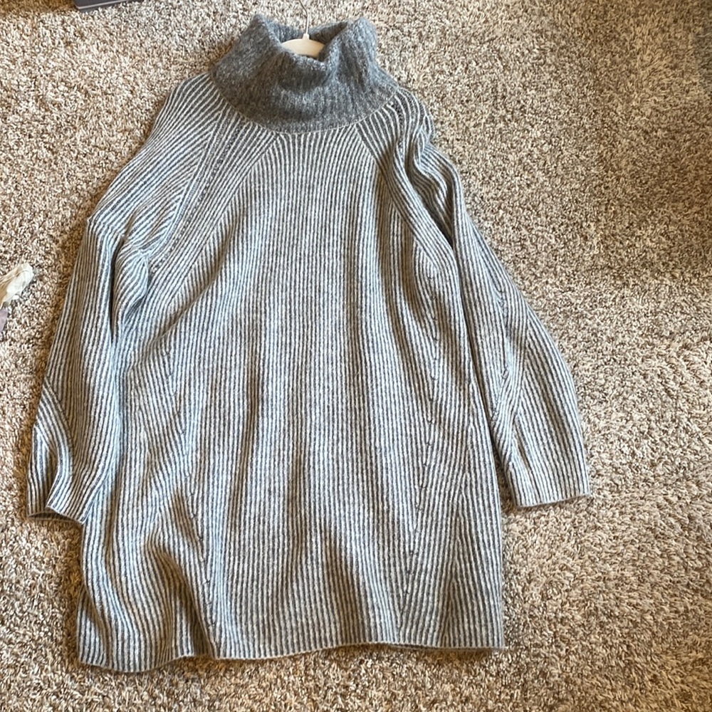 Topshop  Grey Funnel Neck Sweater Dress